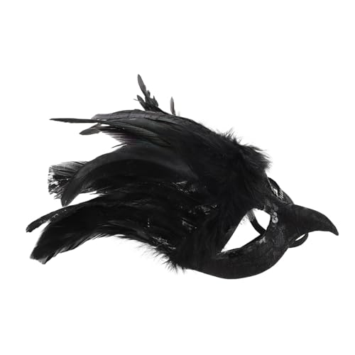 Cabilock Schwarze Feder Masquerade Maske Handgefertigte Halbgesichtsmaske für Damen und Herren Halloween und Gothic Kostüm für Maskenball Karneval Cosplay und Party von Cabilock