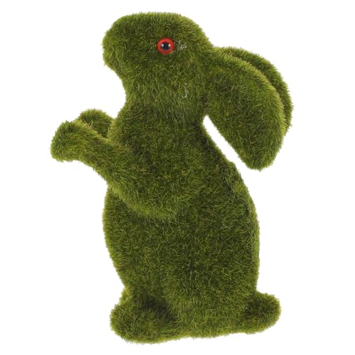 Cabilock Simulation Kaninchen Osterhasenfiguren beflockte Hasenfigur Mooskaninchen-Statue Wurf Animal Figures Ostern mitgebsel Miniatur-Gartendekoration Ostergarten basteln Beflockung Green von Cabilock