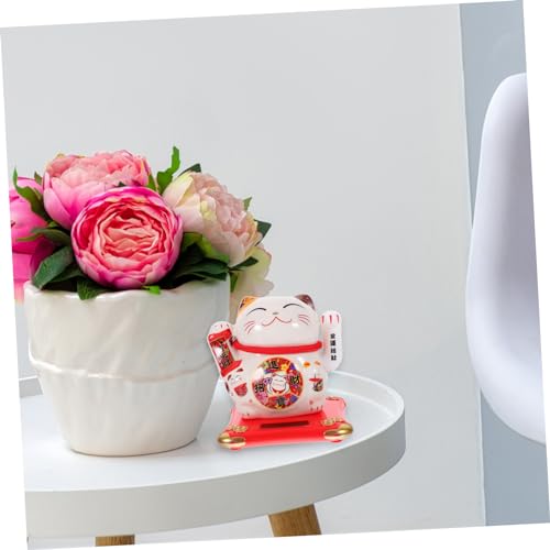 Cabilock Solarbetriebene Winkekatze mit Schwingendem Arm Glückskatze Dekofigur für Auto Büro und Zuhause Kleine Feng Shui Katzenfigur aus Robustem Material Bringt Wohlstand und Gute Laune von Cabilock
