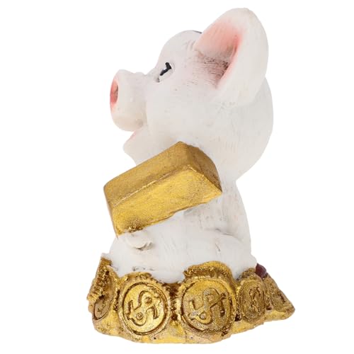 Cabilock Terrasse Tierfigur Hausschwein Feengartenstatue Chinesisches Mondjahr des Schweins Tischschweinstatue Dekorative Schweinstatue Miniaturschweinfigur Kleines von Cabilock
