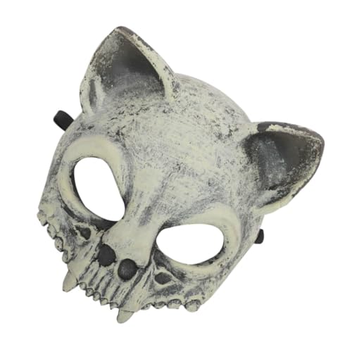 Cabilock Tier Schädel Maske Mit Katzenohren Cosplay Zubehör Für Halloween Und Kostümpartys Leicht Atmungsaktiv Für Männer Und Frauen Geeignet Hochwertiges Pu-material Passt Für von Cabilock