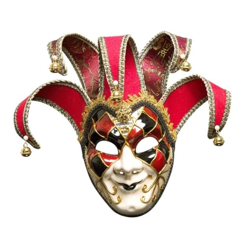 Cabilock Maskerade-maske Venezianische Narrenmaske Abschlussball Maske Karneval Clown Maske Cosplay-maske Dekorative Halloween-maske Narrenkostüm Maske Rot Jahrgang Venedig von Cabilock