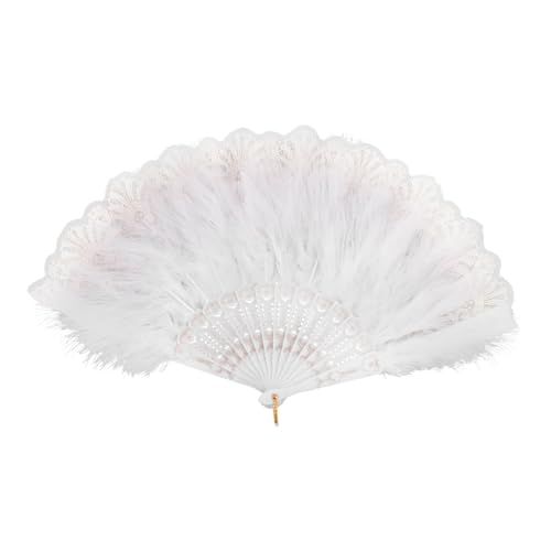Cabilock Vintage Feder Handfächer für Hochzeiten und Partys Handgefertigter Faltfächer mit Spitzenakzenten für Brautaccessoires und Anlässe Cabilock Vintage Feder Handfächer für Hochzeiten und Partys Handgefertigter Faltfächer mit Spitzenakzenten für Brautaccessoires und Anlässe von Cabilock