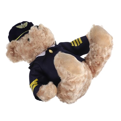 Cabilock Weicher Plüschbär Mit Captain Uniform Entzückende Pilotbär Spielzeug Gefülltes Tierkissen Für Kinderzimmer Dekoration von Cabilock