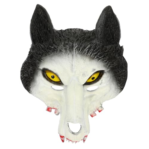 Cabilock Wolfsmaske Halloween Wölfe Maske Horror Tier Maskerade Halloween Kostüm Cosplay Party Maske Hund Therian Maske Pu Weiß von Cabilock