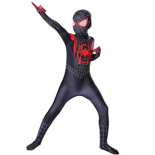 Cacilie Spiderman Kostüm Erwachsene Fasching Spiderman Kostüm Herren Homecoming Anzug 3D Print Mit Maske Halloween Karneval Superhelden Cosplay Echte Spiderman Kostüm (Schwarz, (130-140) cm) von Cacilie