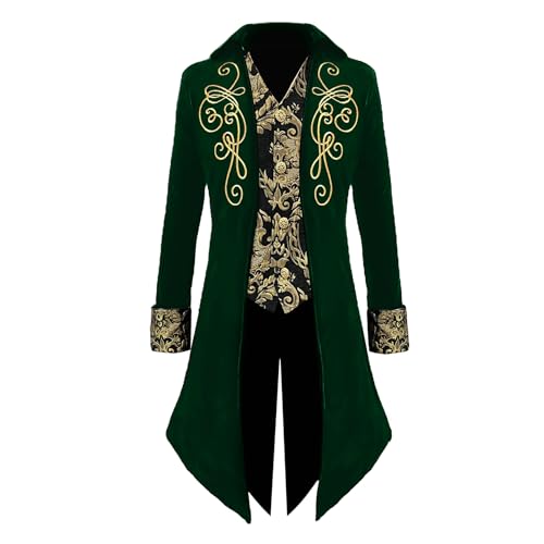 Cacycasa Herren Mittelalter Viktorianische Jacke Steampunk Frack Maskerade Kostüme, Grün , L von Cacycasa