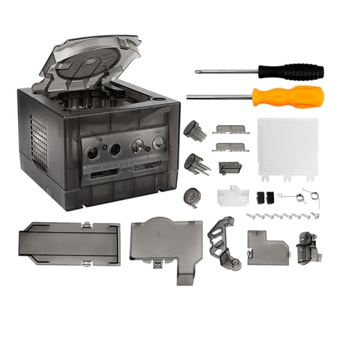 Cadfghjk 5COLOR Transparente Box Ersatzhülle for Retro-Videospielkonsolen-Gehäuse – Kompatibel Mit Nintendo Gamecube – Kompatibel Mit NGC DOL-101/DOL-001(TRN Black) von Cadfghjk