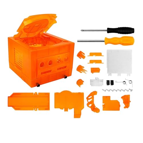 Cadfghjk 5COLOR Transparente Box Ersatzhülle for Retro-Videospielkonsolen-Gehäuse – Kompatibel Mit Nintendo Gamecube – Kompatibel Mit NGC DOL-101/DOL-001(TRN Orange) von Cadfghjk