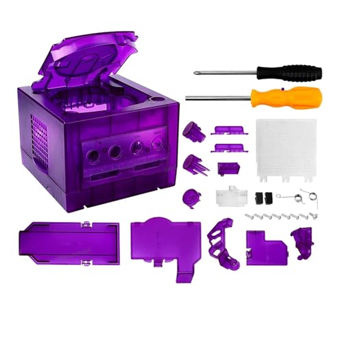 Cadfghjk 5COLOR Transparente Box Ersatzhülle for Retro-Videospielkonsolen-Gehäuse – Kompatibel Mit Nintendo Gamecube – Kompatibel Mit NGC DOL-101/DOL-001(TRN Purple) von Cadfghjk