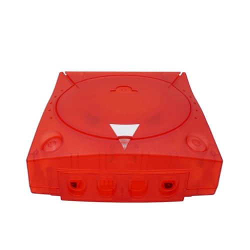 Cadfghjk Ersatz-Kunststoffschale, Durchscheinendes Gehäuse, Transparente Boxen for Retro-Videospielkonsolen – Kompatibel Mit SEGA Dreamcast – Kompatibel Mit Bitfunx(TRN Red) von Cadfghjk