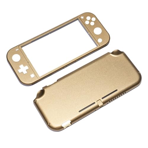 Cadfghjk Gehäuse Aus Aluminiumlegierung, Ersatz-Rückplattengehäuse Aus Metall, Gehäuseabdeckung – Kompatibel Mit Nintendo Switch Lite(Golden) von Cadfghjk
