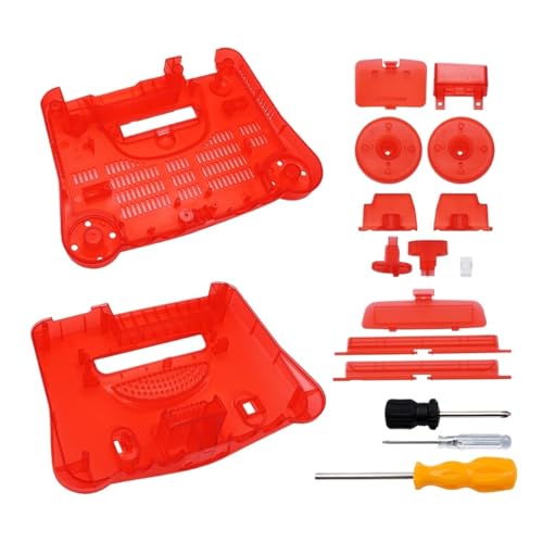 Cadfghjk N64 Retro-Spielkonsole, Alle Versionen, Ersatzgehäuse, Schutzgehäuse – Kompatibel Mit Nintendo 64(Translucent red) von Cadfghjk