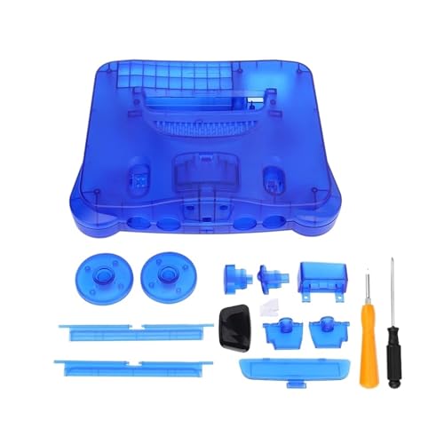 Cadfghjk Transparente Box for Retro-Videospielkonsole In 7 Farben, Ersatzgehäuse, Durchscheinende Hülle – Kompatibel Mit Nintend N64(TRN Blue) von Cadfghjk