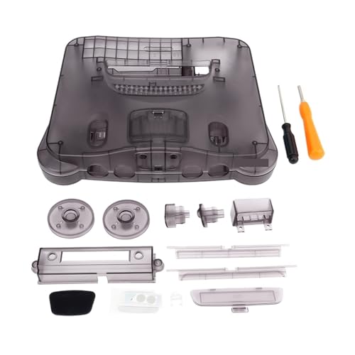 Cadfghjk Transparente Box for Retro-Videospielkonsole In 7 Farben, Ersatzgehäuse, Durchscheinende Hülle – Kompatibel Mit Nintend N64(TRN Gray Purple) von Cadfghjk