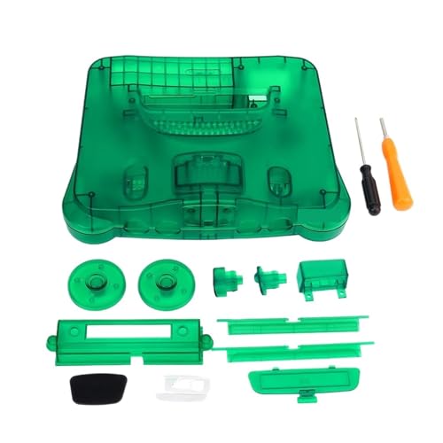Cadfghjk Transparente Box for Retro-Videospielkonsole In 7 Farben, Ersatzgehäuse, Durchscheinende Hülle – Kompatibel Mit Nintend N64(TRN Green) von Cadfghjk