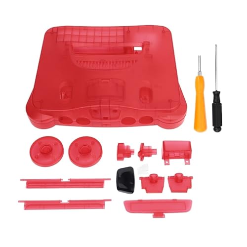 Cadfghjk Transparente Box for Retro-Videospielkonsole In 7 Farben, Ersatzgehäuse, Durchscheinende Hülle – Kompatibel Mit Nintend N64(TRN Red) von Cadfghjk