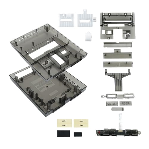 Cadfghjk US-Version, Durchscheinende Ersatzschale for Retro-Spielkonsolen, Transparentes Gehäuse – Kompatibel Mit Nintendo SNES SFC – Kompatibel Mit Bitfunx(TRN Black) von Cadfghjk