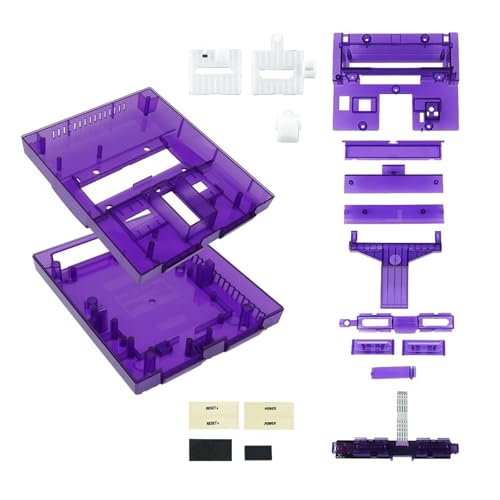 Cadfghjk US-Version, Durchscheinende Ersatzschale for Retro-Spielkonsolen, Transparentes Gehäuse – Kompatibel Mit Nintendo SNES SFC – Kompatibel Mit Bitfunx(TRN PUR) von Cadfghjk