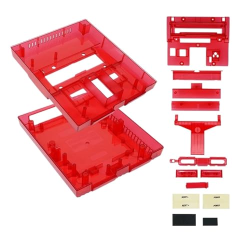 Cadfghjk US-Version, Durchscheinende Ersatzschale for Retro-Spielkonsolen, Transparentes Gehäuse – Kompatibel Mit Nintendo SNES SFC – Kompatibel Mit Bitfunx(TRN RED) von Cadfghjk