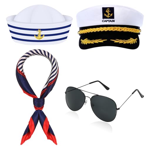 4PCS Kapitänsmütze Zubehör, Kapitäns Kostüm Zubehör, für Karneval Mottoparty 4PCS Kapitänsmütze Zubehör, Kapitäns Kostüm Zubehör, für Karneval Mottoparty von Cadimus