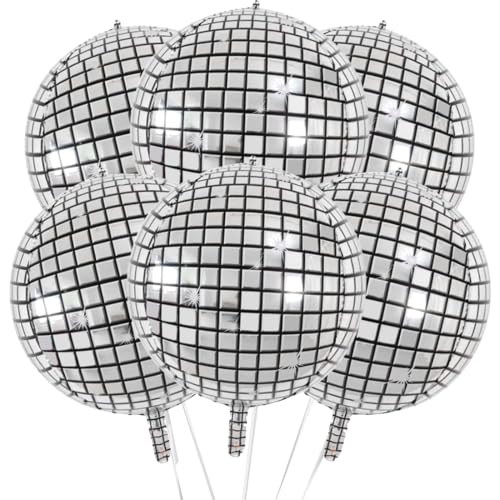 6 Stück Discokugel Luftballon, 22 Zoll 4D Silber Disco Folienballons, Discokugel Deko, Party Deko, Helium Ballon für Silvester Deko Disco Abschlussball Hochzeit Geburtstag Party 6 Stück Discokugel Luftballon, 22 Zoll 4D Silber Disco Folienballons, Discokugel Deko, Party Deko, Helium Ballon für Silvester Deko Disco Abschlussball Hochzeit Geburtstag Party von Cadimus