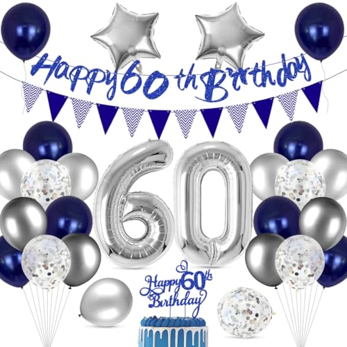 Cadimus 60. Geburtstag Ballon Set,Happy Birthday Ballon Dekoration,60 Geburtstag Blau Silber Luftballons,Happy Birthday Folienballon 60, 60 Jahre Männer Frauen Party Deko Cadimus 60. Geburtstag Ballon Set,Happy Birthday Ballon Dekoration,60 Geburtstag Blau Silber Luftballons,Happy Birthday Folienballon 60, 60 Jahre Männer Frauen Party Deko von Cadimus