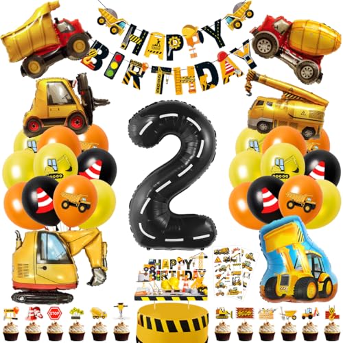 Cadimus Bagger Deko Kindergeburtstag 2, Baustelle Geburtstag Deko 2 Jahre, Bagger Geburtstagsdeko 2 Jahre, Baustelle Luftballons Geburtstag mit Happy Birthday Banner und Tortendeko Cadimus Bagger Deko Kindergeburtstag 2, Baustelle Geburtstag Deko 2 Jahre, Bagger Geburtstagsdeko 2 Jahre, Baustelle Luftballons Geburtstag mit Happy Birthday Banner und Tortendeko von Cadimus