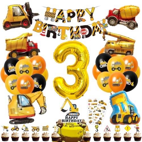 Cadimus Bagger Deko Kindergeburtstag 3,Geburtstagsdeko 3 Jahre Junge,Baustelle Geburtstag Deko,Bagger Deko mit Bagger Happy Birthday Banner, Folienballons 3 Jahre alt und Bagger Kuchen Deko Cadimus Bagger Deko Kindergeburtstag 3,Geburtstagsdeko 3 Jahre Junge,Baustelle Geburtstag Deko,Bagger Deko mit Bagger Happy Birthday Banner, Folienballons 3 Jahre alt und Bagger Kuchen Deko von Cadimus