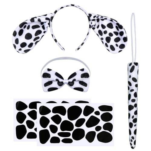 Dalmatiner Kostüm Set Kinder,Tierkostüm Set,Hundekostüm kinder,Dalmatiner Ohren Stirnband Schwanz Fliege Dalmatiner Aufkleber,Karneval,Dschungelparty,Tier Themen Accessoires für Erwachsene Kinder Dalmatiner Kostüm Set Kinder,Tierkostüm Set,Hundekostüm kinder,Dalmatiner Ohren Stirnband Schwanz Fliege Dalmatiner Aufkleber,Karneval,Dschungelparty,Tier Themen Accessoires für Erwachsene Kinder von Cadimus