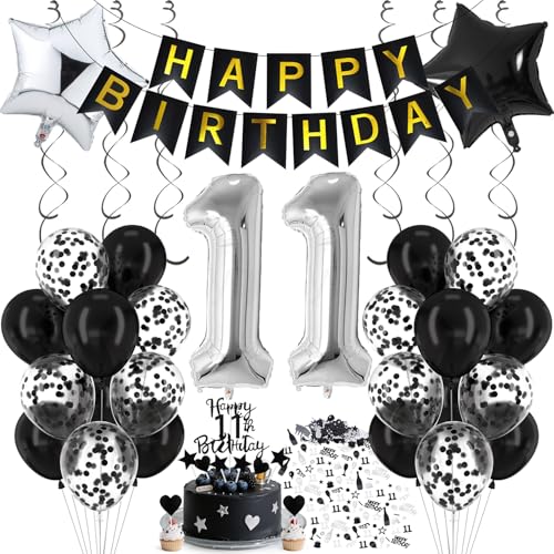 Cadimus Luftballon 11. Geburtstag Schwarz Silber, Deko 11. Geburtstag, Luftballon 11, Black and White Party Deko, Luftballons Schwarz Silber, Geburtstagsdeko für 11 Jahre Junge und Mädchen Cadimus Luftballon 11. Geburtstag Schwarz Silber, Deko 11. Geburtstag, Luftballon 11, Black and White Party Deko, Luftballons Schwarz Silber, Geburtstagsdeko für 11 Jahre Junge und Mädchen von Cadimus