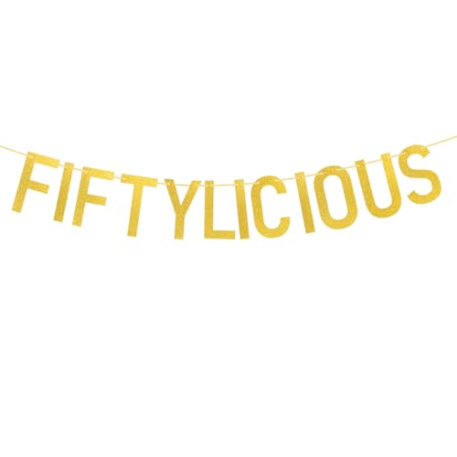 Cadimus Fiftylicious Gold Glitter Banner,Girlande 50 Geburtstag,Goldene Glitzerbanner Männer Frauen,50. Jubiläumsfeier, 50. Geburtstag Party Girlanden Deko Cadimus Fiftylicious Gold Glitter Banner,Girlande 50 Geburtstag,Goldene Glitzerbanner Männer Frauen,50. Jubiläumsfeier, 50. Geburtstag Party Girlanden Deko von Cadimus