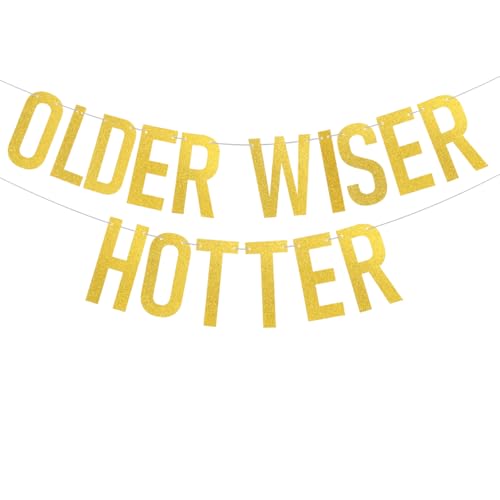 Cadimus Gold Glitzer Geburtstags Girlande,Older Wiser Hotter,Deko Geburtstag Banner Frau Mann,Lustige Geburtstaggirlanden zum 40, 50, 60, 70 und 80,Lustige Papierbanner Erwachsene Cadimus Gold Glitzer Geburtstags Girlande,Older Wiser Hotter,Deko Geburtstag Banner Frau Mann,Lustige Geburtstaggirlanden zum 40, 50, 60, 70 und 80,Lustige Papierbanner Erwachsene von Cadimus