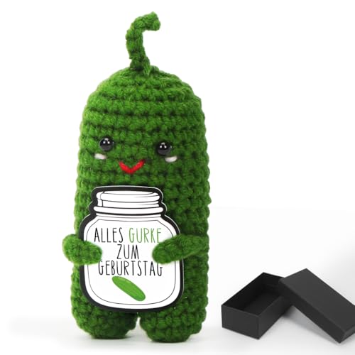 Cadimus Pocket Hug Positive Gurke,Positive Handgestrickt Geschenke,Gurke Glücksbringer Geschenke,Emotional Support Puppe,Geburtstagsgeschenk für Freunde Kollegen Familie Freundin,Partyspielzeug von Cadimus