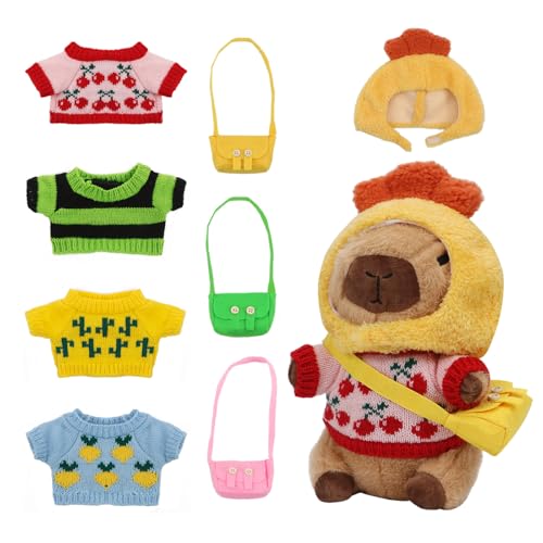 Capybara Plüschtier,Capybara Kuscheltier für Kinder ，Niedlichen Capybara Plushie mit Kleidung Tasche und Hut，Stofftier Capybara Geschenk, Capybara Plush Für Mädchen Jungen（23cm） von Cadimus