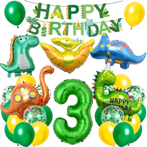 Dino Geburtstag Deko 3 Jahre, XXL Dinosaurier Deko Kindergeburtstag, Geburtstagsdeko Jungen 3 Jahre, Folienballon Dino 3 mit Happy Birthday Banner für Dinosaurier Party Kindergeburtstag Dino Geburtstag Deko 3 Jahre, XXL Dinosaurier Deko Kindergeburtstag, Geburtstagsdeko Jungen 3 Jahre, Folienballon Dino 3 mit Happy Birthday Banner für Dinosaurier Party Kindergeburtstag von Cadimus