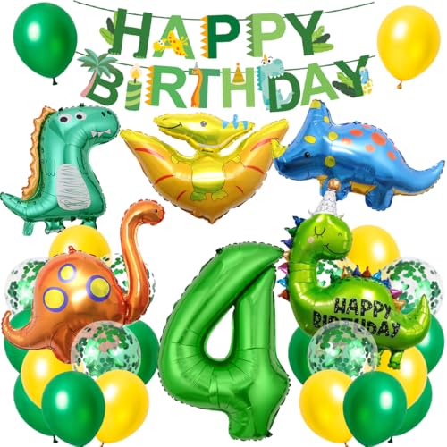 Dino Geburtstag Deko 4 Jahre, XXL Dinosaurier Deko Kindergeburtstag, Geburtstagsdeko Jungen 4 Jahre, Folienballon Dino 4 mit Happy Birthday Banner für Dinosaurier Party Kindergeburtstag Dino Geburtstag Deko 4 Jahre, XXL Dinosaurier Deko Kindergeburtstag, Geburtstagsdeko Jungen 4 Jahre, Folienballon Dino 4 mit Happy Birthday Banner für Dinosaurier Party Kindergeburtstag von Cadimus