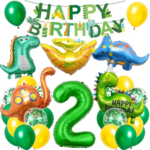 Dino Geburtstag Deko 2 Jahre, XXL Dinosaurier Deko Kindergeburtstag, Geburtstagsdeko Jungen 2 Jahre, Folienballon Dino 2 mit Happy Birthday Banner für Dinosaurier Party Kindergeburtstag Dino Geburtstag Deko 2 Jahre, XXL Dinosaurier Deko Kindergeburtstag, Geburtstagsdeko Jungen 2 Jahre, Folienballon Dino 2 mit Happy Birthday Banner für Dinosaurier Party Kindergeburtstag von Cadimus