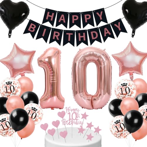 Cadimus Deko 10. Geburtstag Mädchen Schwarz Roségold,10. Geburtstag Luftballon,Geburtstagsdeko 10 jahre Frauen,Ballon Dekorationsset für 10 ter,Ballons für Geburtstagsfeier Deko Cadimus Deko 10. Geburtstag Mädchen Schwarz Roségold,10. Geburtstag Luftballon,Geburtstagsdeko 10 jahre Frauen,Ballon Dekorationsset für 10 ter,Ballons für Geburtstagsfeier Deko von Cadimus