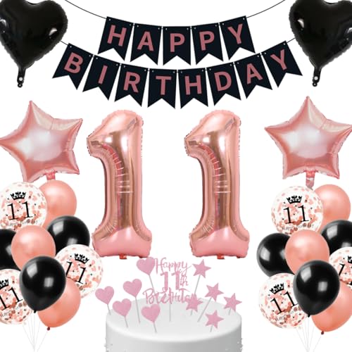 Cadimus Deko 11. Geburtstag Mädchen Schwarz Roségold,11. Geburtstag Luftballon,Geburtstagsdeko 11 jahre Frauen,Ballon Dekorationsset für 11 ter,Ballons für Geburtstagsfeier Deko Cadimus Deko 11. Geburtstag Mädchen Schwarz Roségold,11. Geburtstag Luftballon,Geburtstagsdeko 11 jahre Frauen,Ballon Dekorationsset für 11 ter,Ballons für Geburtstagsfeier Deko von Cadimus