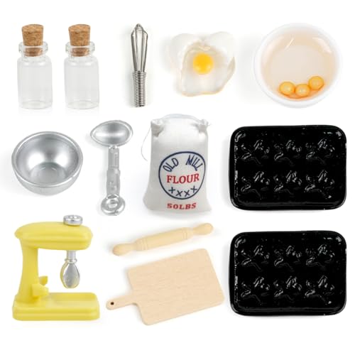 13 Stück Wichtel Zubehör Küchen Set,Miniatur Küche,Mini Wichtel Zubehör Backen Set,Miniatur Mehlsäcke,Perfektes Weihnachts oder Kindergeburtstagsgeschenk von Cadimus
