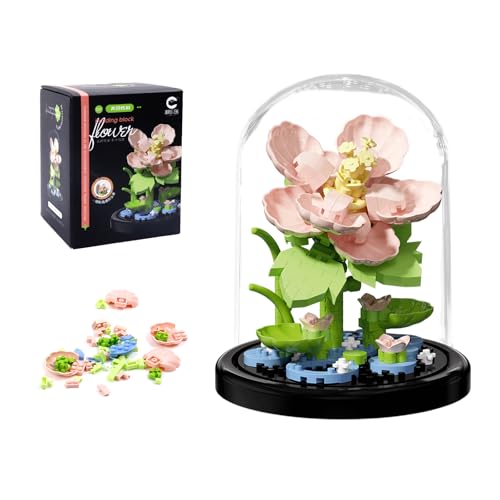 Caelura Blumen Bausteine Set, Hibiskus Blumen Mini Bausteine Set– 247 Teile mit Staubdichter Kuppel und Sockel, Kreatives Geschenk für Kinder und Erwachsene von Caelura