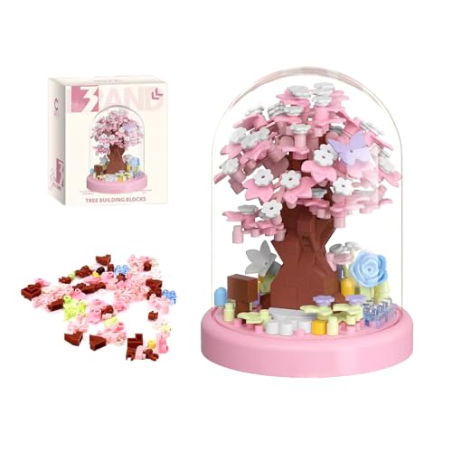 Caelura Blumen Bausteine Set, Sakura Baumhaus Mini Baustein Set – 305 Teile mit Staubdichte Kuppel und Sockel, Geschenke für Kinder und Erwachsene von Caelura