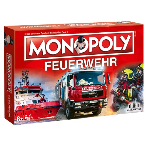 Café Viereck ® Monopoly Feuerwehr - das Gesellschaftsspiel für jeden Feuerwehrmann, Familienspiel für Kinder & Erwachsene von Café Viereck