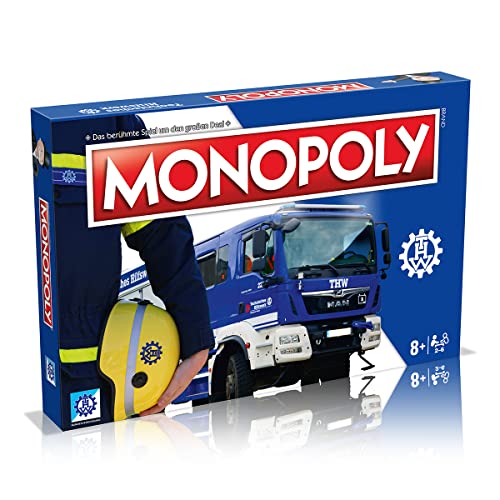 Monopoly THW Technisches Hilfswerk - das Gesellschaftsspiel für THW-Mitarbeiter und Ehrenamtliche, Familienspiel für Kinder & Erwachsene, Blau von Café Viereck
