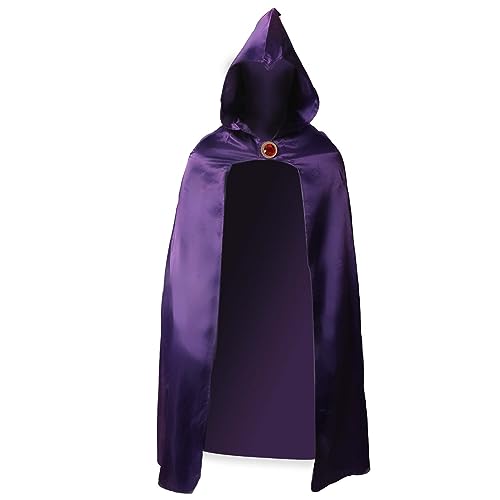 CAFELE Teenager Titans Raven Kostüm Overall mit Umhang Umhang Kapuze Roter Edelstein Gürtel Halloween Cosplay Kostüm Anzug für Erwachsene Frauen von Cafele