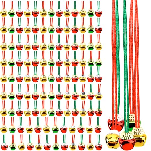 125 Stück Weihnachtsglocken-Halsketten für Kinder und Erwachsene, Weihnachtsfeiertage, Partyzubehör, 5 Farben von Cagemoga