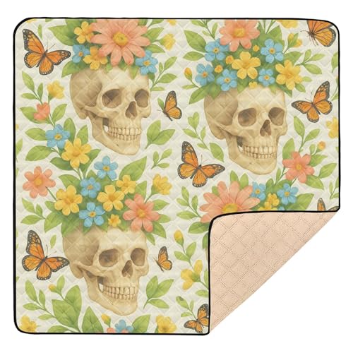 Baby-Spielmatte mit Frühlings-Totenkopf-Muster, weicher Schaumstoff, wasserabweisend, Aktivitätsmatte für Babys, Kinder, Kleinkinder, Säuglinge, 127,7 x 127,7 cm von Caihoyu