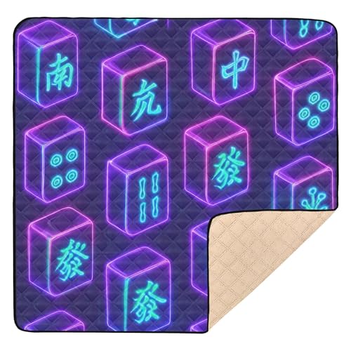 Mahjong Fliesentapete im Neon-Stil, weicher Schaumstoff, für Fitnessstudio, Aktivitätsmatte für Boden, gemütlich, atmungsaktiv, gepolstert, für Baby, Kleinkind, 127 x 127 cm von Caihoyu