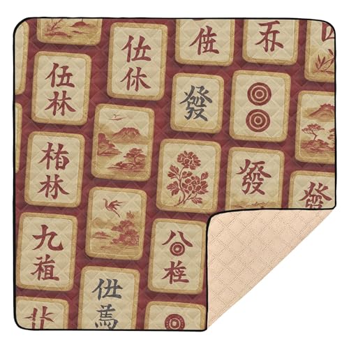 Mahjong Gymnastik- und Aktivitätsmatte aus weichem Schaumstoff, für drinnen und draußen, wasserdicht, gepolstert, für Babys, Kleinkinder, 127 x 127 cm von Caihoyu